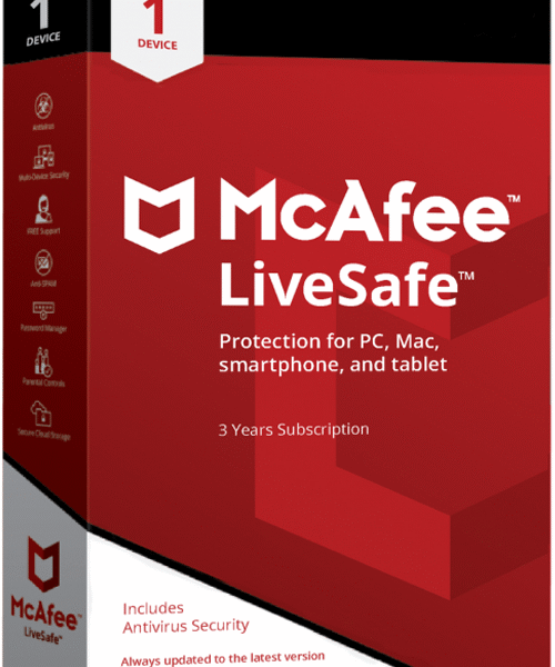 McAfee LiveSafe 2024 - 1 Device 3 Years Key